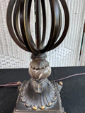 Pair of Ornate Metal, Resin & Marble Table Lamps (WORKS)
