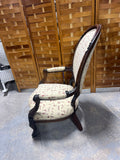 Antique Chair with Oval Back and Carved Arms **Sits Low**