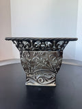 Embossed Metal Planter Box with Filigree Edge