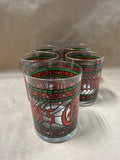 (B) Set Of 5 Houze “Seasons Greetings” Stained Glass Tumblers With Gold Rim