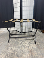 Wrought Iron & Khaki Canvas Folding Luggage Rack