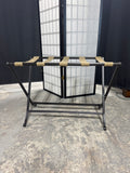 Wrought Iron & Khaki Canvas Folding Luggage Rack