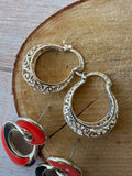Pair of Vintage Red Enamel & Silver Tone Earrings (B)