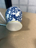Blue & White Chinoiserie Glass Ginger Jar Ornament with Painted Green Boxwood Wreath on Front,5 1/2" height,  2 Available, PRICED INDIVIDUALLY