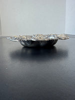 6072 Stamped Pansy Embossed Sterling Silver Oval Trinket Dish