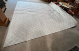 Large Damask Rug, 11'3" x 12'; pale taupe/gray and white tones***HEAVY ITEM***READ DETAILS ON PICK UP POLICY***