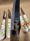 Set Of 6 Porcelain Handle Butterfly Prill Steak Knives