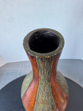 Heavyweight Wooden Vase with Block Ribbed Accents