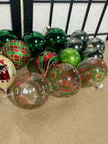16 pc Red & Green Glass Ornaments, Lot Q