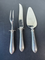 3-Piece Unbranded Stainless Serving Flatware with Sterling Silver Handles