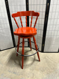Reddish/Orange Painted Swivel Bar Stool