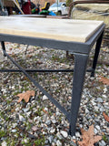 Lightweight Metal Frame Patio Coffee Table w/Faux Cement Top