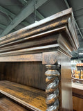 Tall Dark Stain Bookcase with Barley Twist Columns***HEAVY ITEM***READ DETAILS ON PICK UP POLICY***