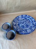 6 Piece Bastine Pottery Blue Spongeware Plates And Cups
