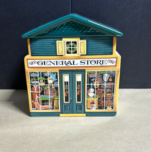 Avon McConnell's Corners General Store Christmas 1982 Covered Ceramic Box