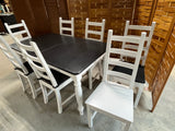 Ikea Dining Table with Leaf and  (7) Chairs, painted black & white