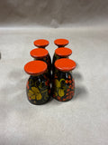 Lacquered Wood Tray With 6 Mini Goblets