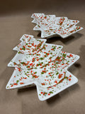 Set Of 3 Red And Green Splatter Christmas Tree Trinket Dishes