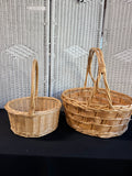 Pair of Natural Tone Woven Wicker Hand Baskets