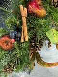 XL Faux Fir & Fruit Pre-Lit Wreath AS IS (READ DESCRIPTION CAREFULLY)