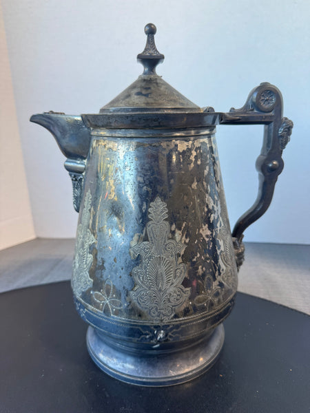Antique 1868 JAS Stimpson Double Wall Silver Plate Ice Pitcher