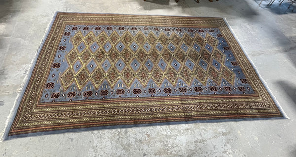 L- Hand Knotted Rug, BLue/brown tones,  12 ft x 8 ft