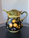 Tracy Porter Style Large Ceramic Pitcher Vase with Lemon Motif