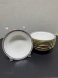 (G) 9-Piece Wedgwood England Palatia R4700 Greek Key Bone China Coupe Cereal Bowls Set