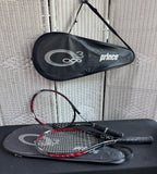 Pair of Prince Q3 Red Triple Threat Oversized Tennis Racquets with Cases
