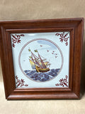 Framed Dutch Delft Style Framed Ceramic Tile - Set of 3