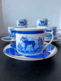 14-Piece Leopard Lazuli by Lynn Chase Teacups & Saucers (F)