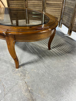 Oval Wood and Glass Coffee Table