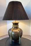 Lightweight Hammered 3-Way Metal Vase Lamp with Tassel Accent (WORKS)
