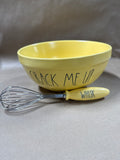 Yellow Rae Dunn Mixing Bowl With Matching Whisk // Appears Unused