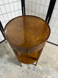 Baker Petite Round Accent Table with Drawer; Optional Casters