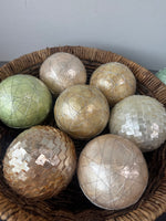 Round Woven Basket with Decorative Spheres