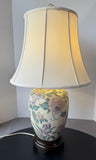 Asian Inspired Pink & Purple Floral Ginger Jar Lamp (WORKS)