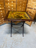 Vintage Folding Table with Painted Floral Still Life
