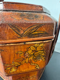 Antique Hand Painted Chinese Wooden Wedding Basket