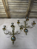 Pair Of Solid Brass 3 Arm Candle Sconces