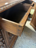 1880's German/French Huntsman's Hand Carved Oak 2 Piece China Cabinet ***HEAVY ITEM***READ DESCRIPTION CAREFULLY***