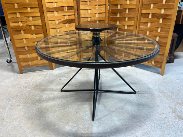 Wagon Wheel Table with Lazy Susan***HEAVY ITEM***