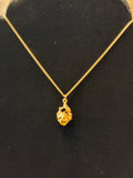 Gold Tone Necklace & Nugget-Like Pendant