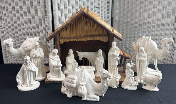 17-Piece Holland Mold White Bisque Nativity Set AS IS (READ DESCRIPTION CAREFULLY)