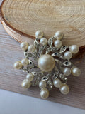 Faux Pearl & Rhinestone Floral Brooch