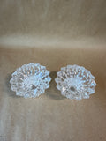 Clear Cut Glass Candle Holders - Pair