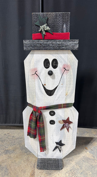 Hand Made Large Wooden Snowman Decor