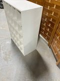 White Particle Board Cube/Shoe Cubby Shelf, card board backing