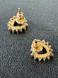 Emerald & 10K Gold Heart Stud Earrings