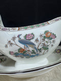 Wedgwood England Kutani Crane Gravy Boat with Attached Underplate (E)